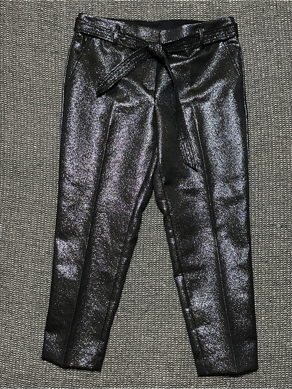 🆕 LOFT Shimmery Black Metallic Tie-Waist Crop Pants